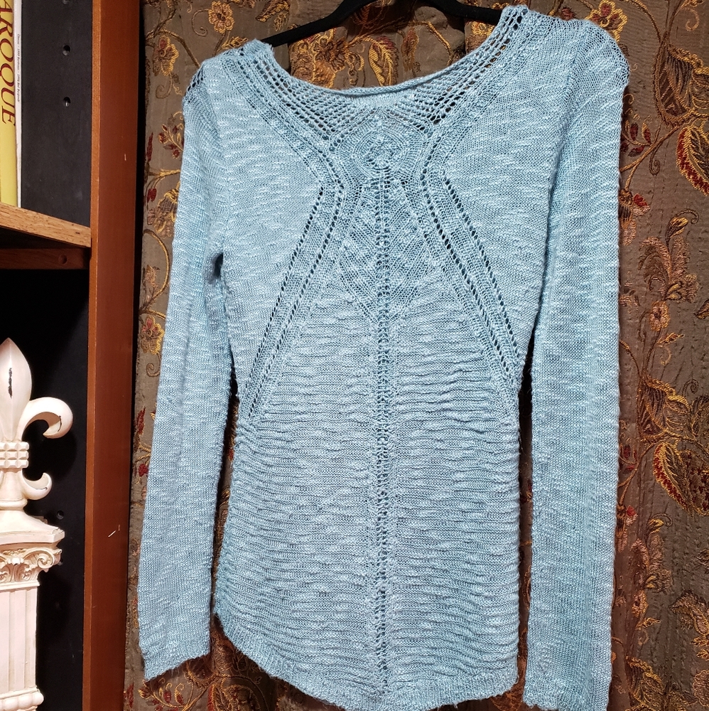 Blue shades crochet inset sweater